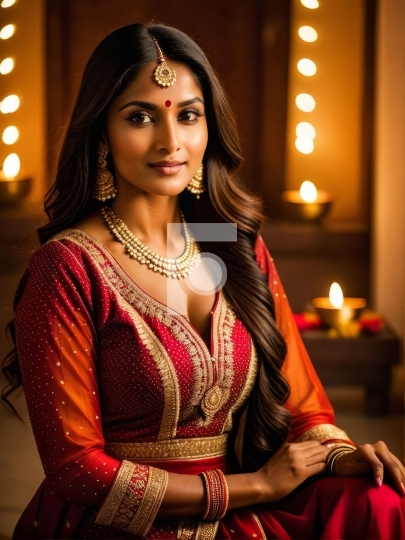 Free Image Beautiful Indian girl celebrating Diwali - AI Generat