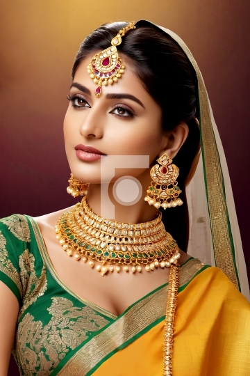 Free Image Beautiful Indian Girl Wearing Traditional Gold Jewellery - AI Ge