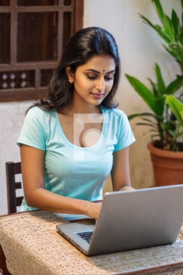 Free Image Indian Woman Work from Home - Ai Generated Image