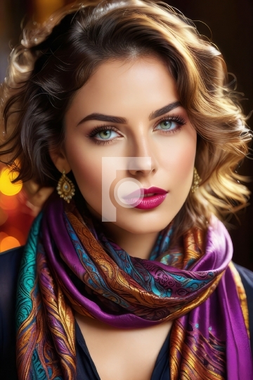 Free Image of Beautiful Girl Wearing a Scarf - AI Generated Imag