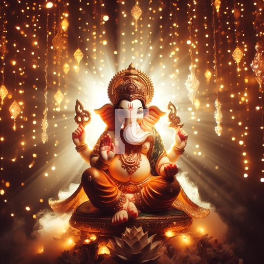 Free Lord Ganesha with Festive Lights - Hindu Festival AI Genera