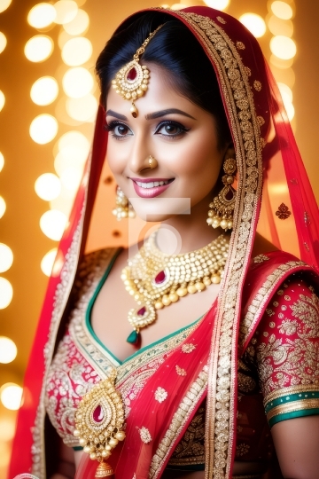 Free Photo Beautiful Indian Bride in Traditional Dress - Ai Gene