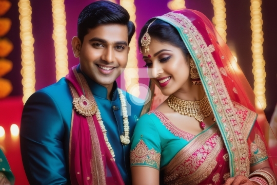 Free Photo Indian Young Couple Wedding Marriage - AI Generated