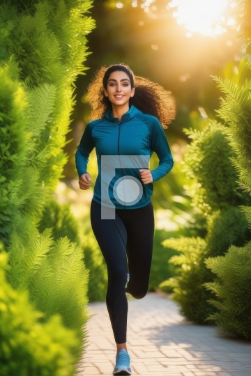 Indian or Arabic Healthy Woman Running Morning Walk - Free AI Ge