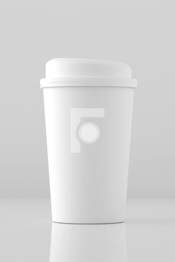 Mockup of Blank White Plastic Glass with Lid - 3D Illustration R