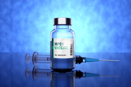 MonkeyPox MPOX Vaccine with Syringe - 3D Illustration Render