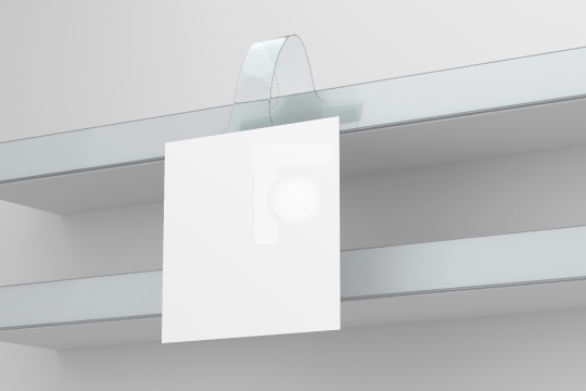 Shelves Blank Wobbler Square Mockup - 3D Illustration Render