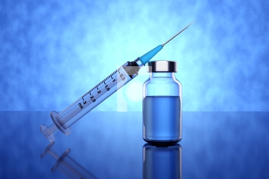 Vaccine with Syringe Injection - 3D Illustration Render