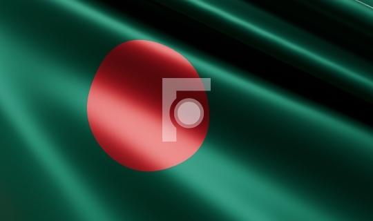 Waving Bangladesh - Asia Flag Satin Fabric - 3D Illustration Ren