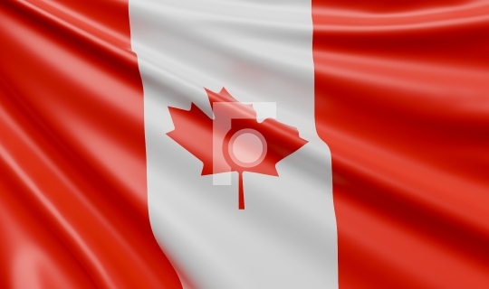 Waving Canada Flag Satin Fabric - 3D Illustration Render