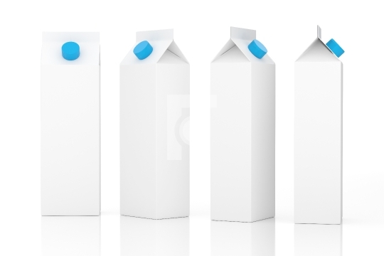 White Milk Boxes Cartons Mockup - 3D Illustration Render