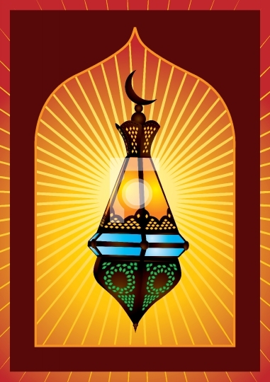 Colorful intricate arabic lantern for eid or ramadan celebration
