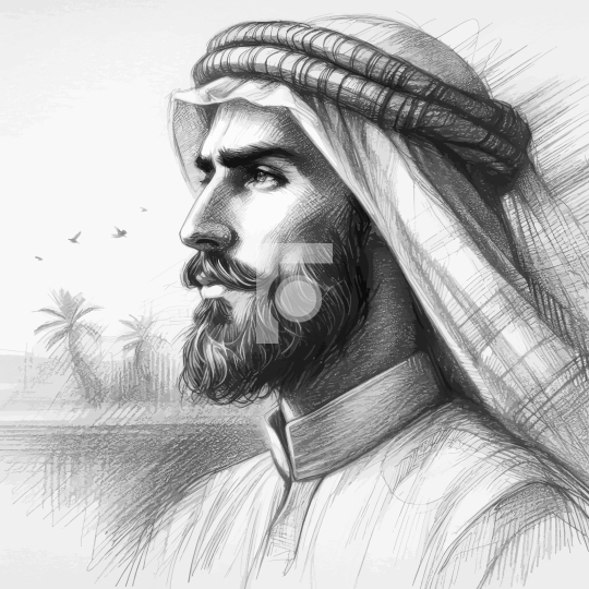 Free Vector Sketch of Arab Middle Eastern Man Illustration - AI 