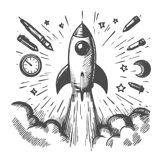 Free Vector Startup Concept with Rocket Illustration Sketch - Ai