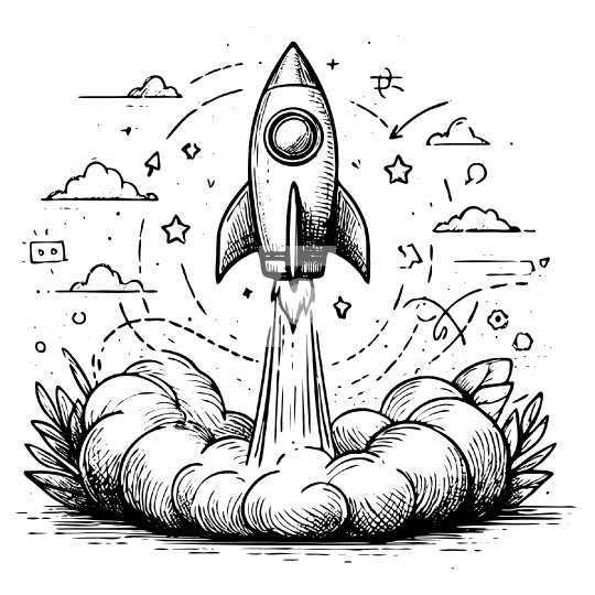 Startup Concept with Rocket Illustration Sketch Free Vector Ai G